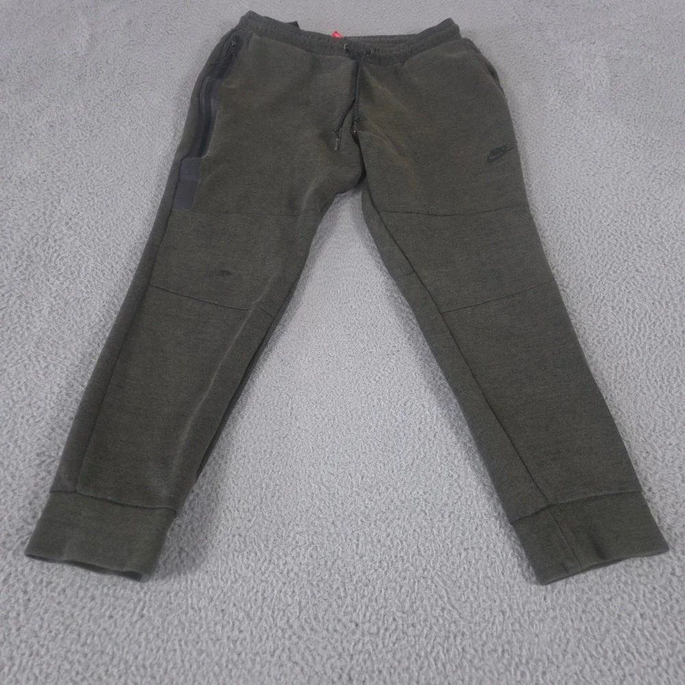 Nike Pants Men Large Green Joggers Tech Fleece Tapered Leg Zip Pocket Sweatpants